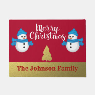 Personalised Snowman Merry Christmas Welcome Doormat