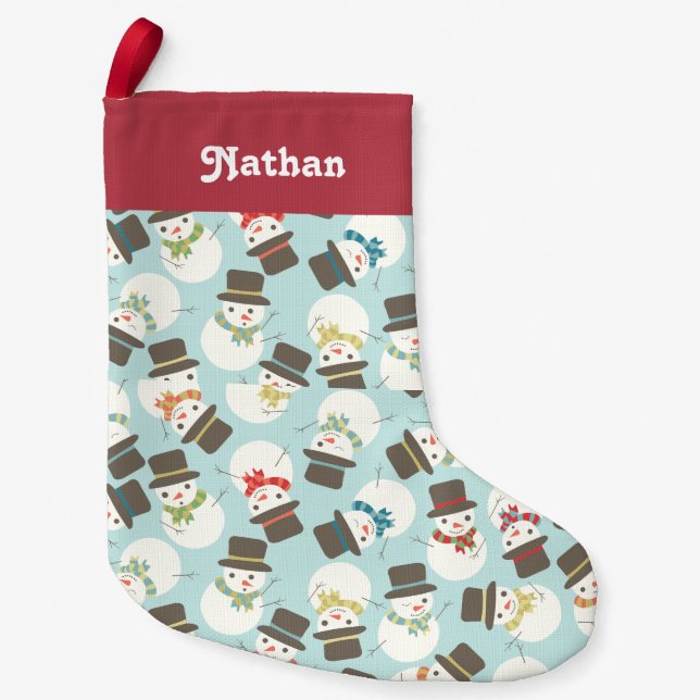 Personalised | Snowman Party Small Christmas Stocking (Front)
