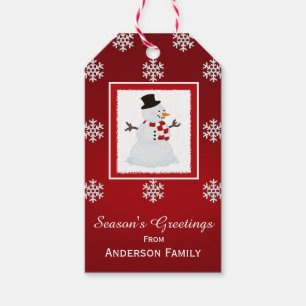Personalised Snowman Red Gift Tags