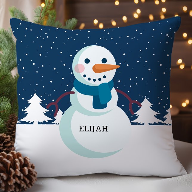 Personalised Snowman Scarf Christmas Cushion (Creator Uploaded)