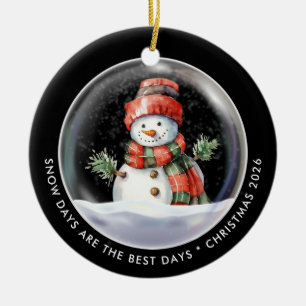 Personalised Snowman Snow Globe Photo Ceramic Ornament