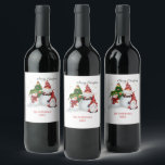 Personalised Snowmen Gnomes Christmas Wine Label<br><div class="desc">Merry Christmas Gnomes Christmas Snowmen Gnomes wine labels. Add your own two lines of personalisation</div>