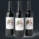 Personalised Snowmen Gnomes Christmas Wine Label<br><div class="desc">Merry Christmas Gnomes Christmas Snowmen Gnomes wine labels. Add your own two lines of personalisation</div>
