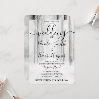 Personalised Snowy Road Winter Wedding Invitation