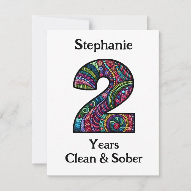 Personalised Sober Anniversary Card 2 Years  (Front)