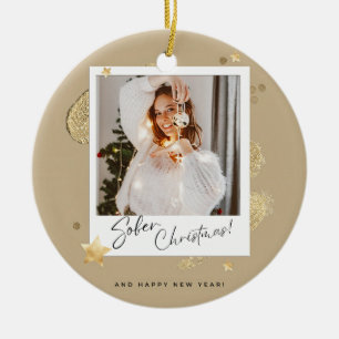 Personalised sober christmas ceramic ornament