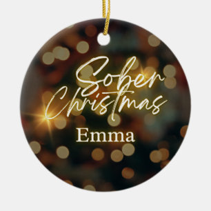 Personalised sober christmas ceramic ornament