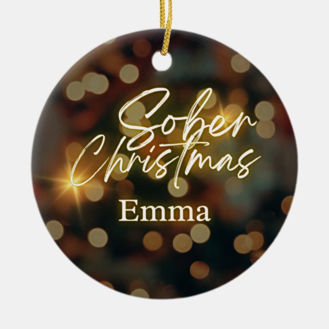 Personalised sober christmas ceramic ornament (Front)