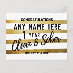personalised sobriety 12 step recovery milestone postcard