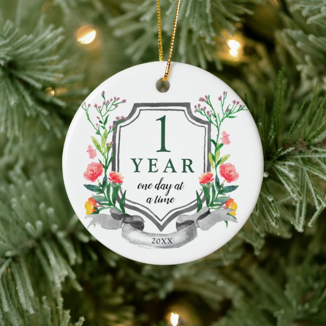 Personalised Sobriety 1 Year Anniversary Sober Ceramic Ornament (Tree)
