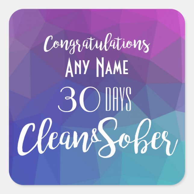 Personalised Sobriety Anniversary Birthday card Square Sticker (Front)
