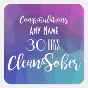 Personalised Sobriety Anniversary Birthday card Square Sticker