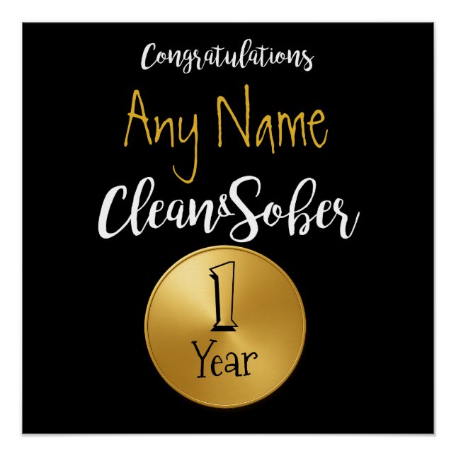 Personalised Sobriety Anniversary Birthday Poster (Front)
