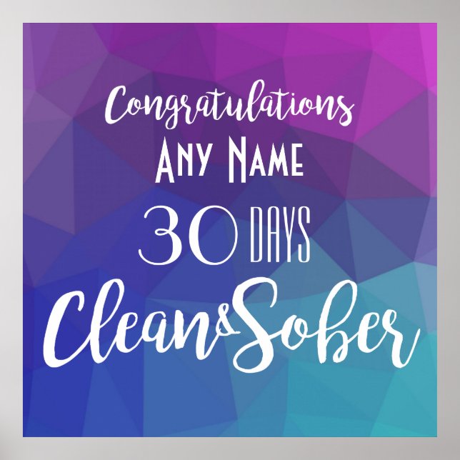 Personalised Sobriety Anniversary Birthday Poster (Front)