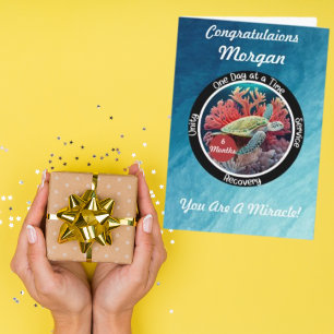 Personalised Sobriety Recovery Milestone - Turtle Card