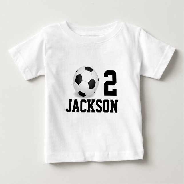 Personalised SOCCER Baby Boy Year Number Baby T-Shirt (Front)