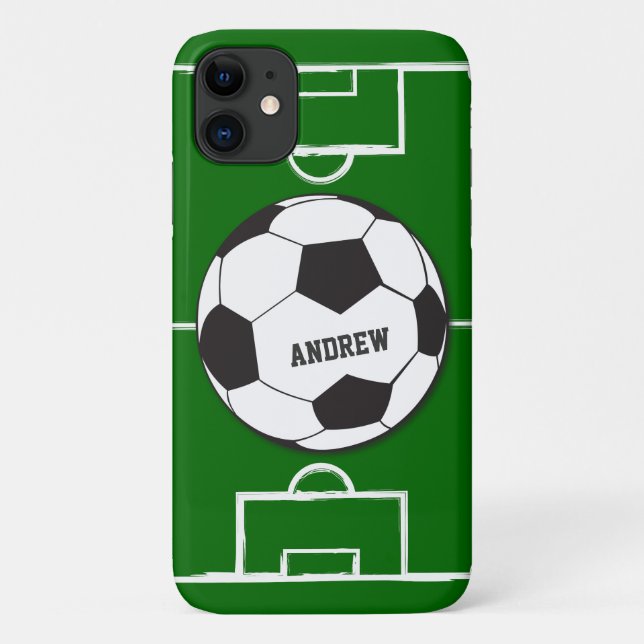 Personalised Soccer Ball and Field Case-Mate iPhone Case (Back)