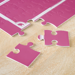 Personalised Soccer Ball and Field Pink Jigsaw Puzzle