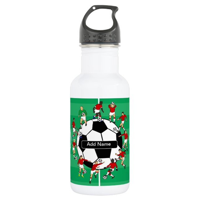 Personalised soccer ball and players 532 ml water bottle (Front)