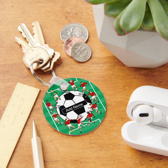 Personalised soccer ball and players key ring (Desk)