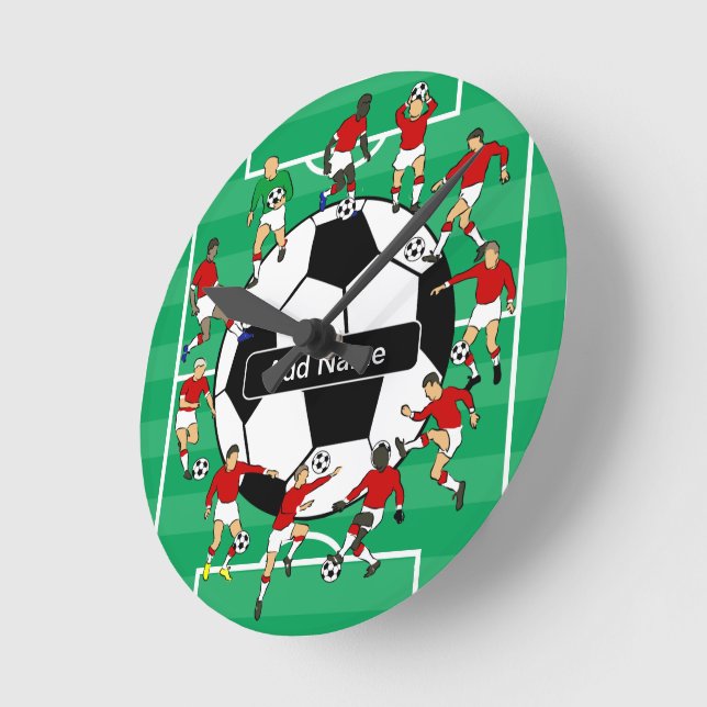 Personalised soccer ball and players round clock (Angle)
