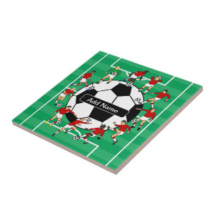 Personalised soccer ball and players tile
