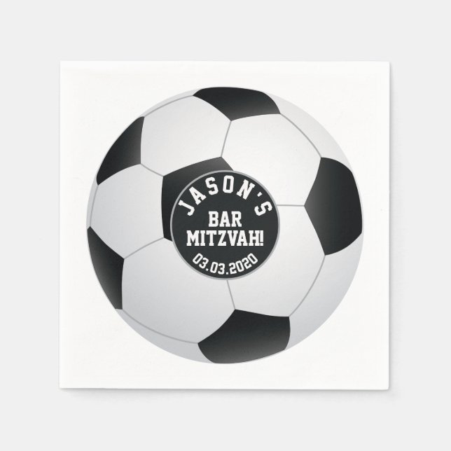 Personalised Soccer Ball Bar Mitzvah Napkin (Front)