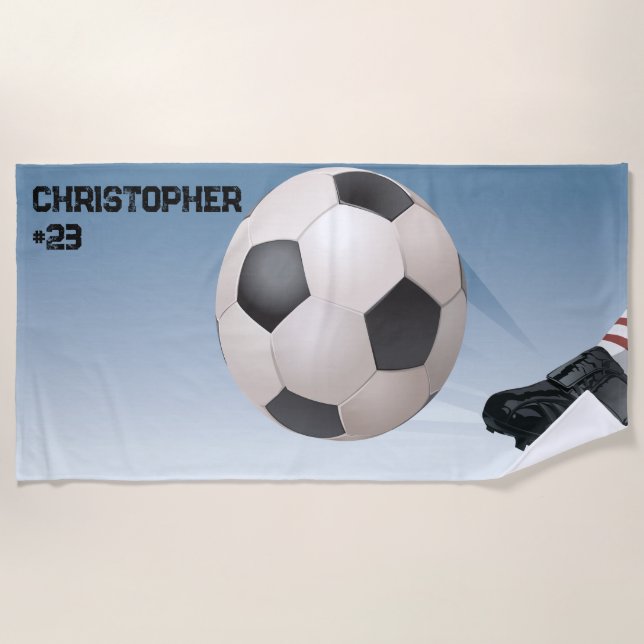 Personalised Soccer Ball Beach Towel (Front)
