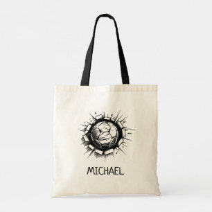 Personalised Soccer Ball Breaking Wall Football Tote Bag