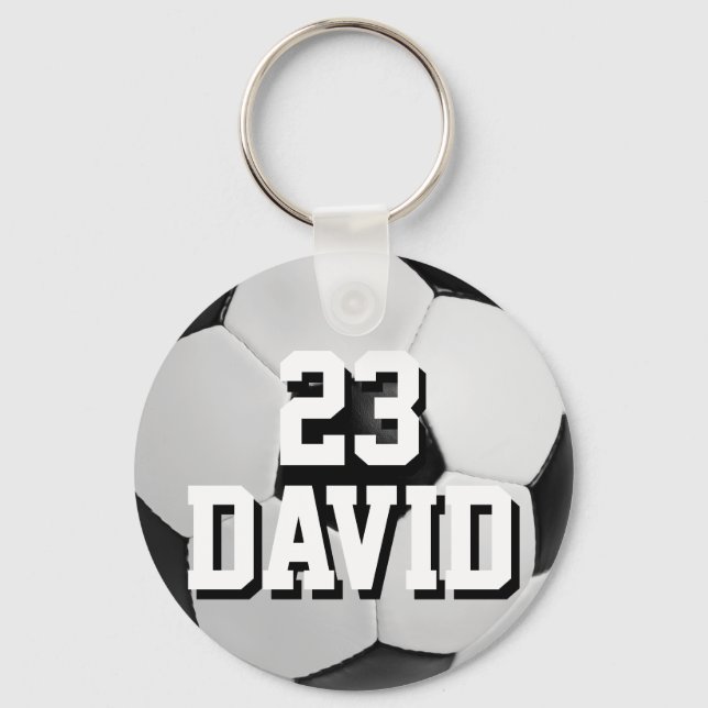 Personalised Soccer Ball Keychain Name and Number (Front)