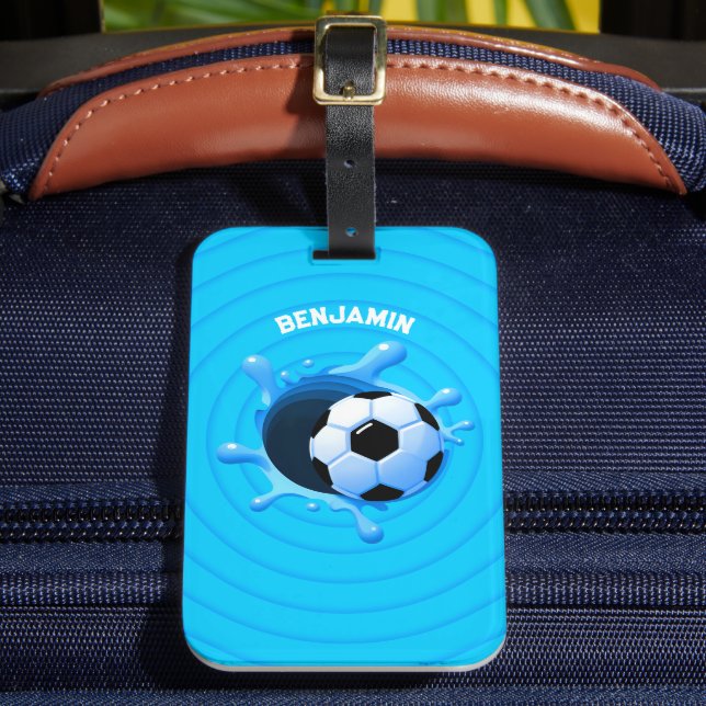 Personalised Soccer Ball Luggage Tag (Front Insitu 2)