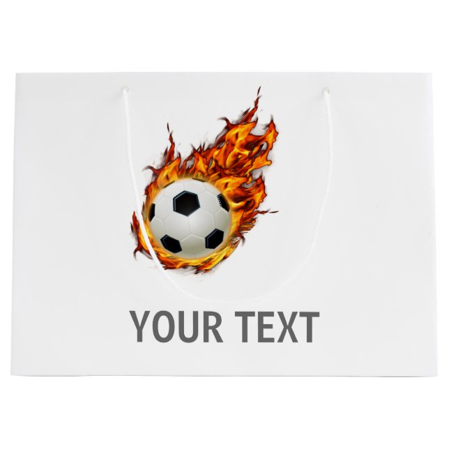 Personalised Soccer Ball on Fire Large Gift Bag (Front)
