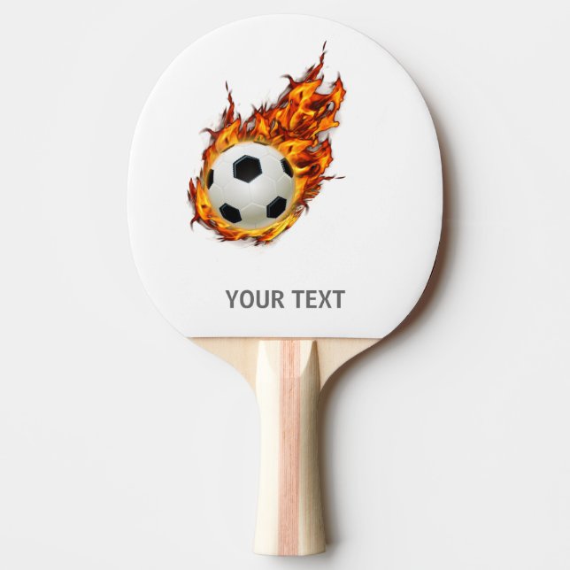 Personalised Soccer Ball on Fire Ping Pong Paddle (Front)