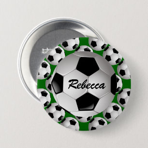 Personalised Soccer Ball on Football Pattern 7.5 Cm Round Badge