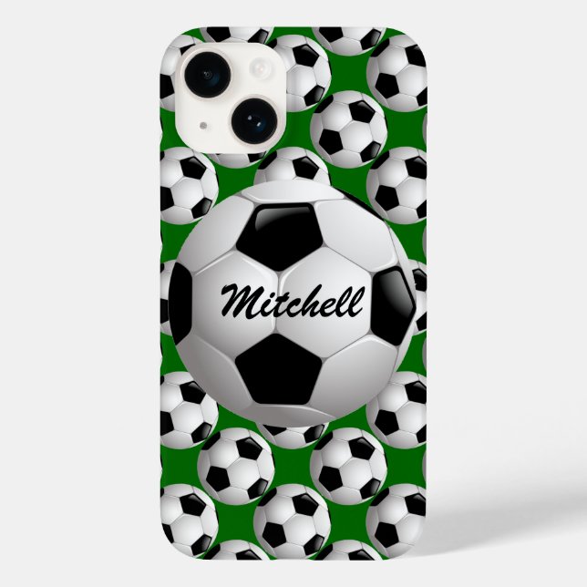 Personalised Soccer Ball on Football Pattern Case-Mate iPhone Case (Back)