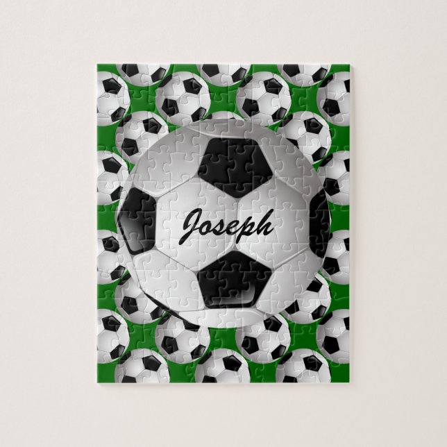 Personalised Soccer Ball on Football Pattern Jigsaw Puzzle (Vertical)
