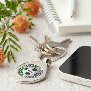 Personalised Soccer Ball on Football Pattern Key Ring