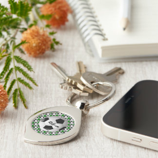 Personalised Soccer Ball on Football Pattern Key Ring