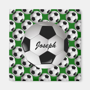 Personalised Soccer Ball on Football Pattern Magnet