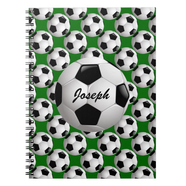 Personalised Soccer Ball on Football Pattern Notebook (Front)