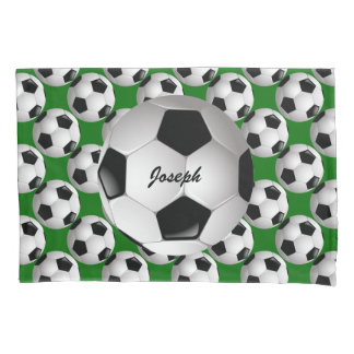 Personalised Soccer Ball on Football Pattern Pillowcase