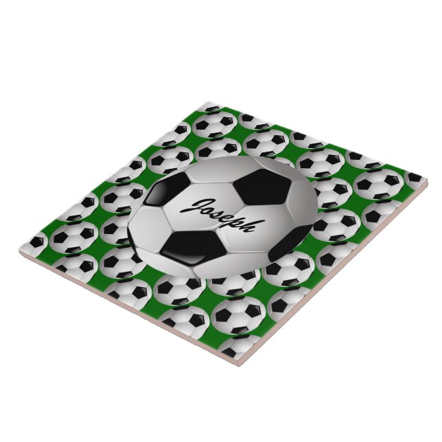 Personalised Soccer Ball on Football Pattern Tile (Side)
