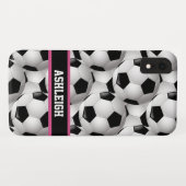 Personalised Soccer Ball Pattern Black Pink White Case-Mate iPhone Case (Back (Horizontal))