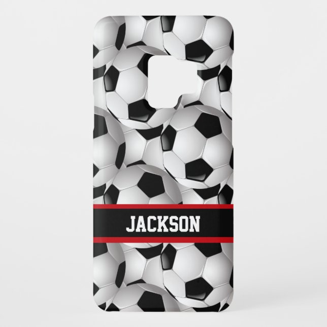 Personalised Soccer Ball Pattern Black Red White Case-Mate Samsung Galaxy Case (Back)