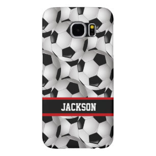 Personalised Soccer Ball Pattern Black Red White