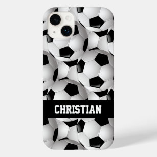 Personalised Soccer Ball Pattern Black White Case-Mate iPhone 14 Plus Case