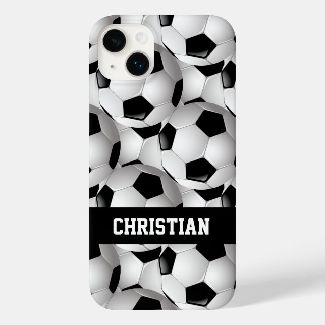 Personalised Soccer Ball Pattern Black White Case-Mate iPhone Case (Back)
