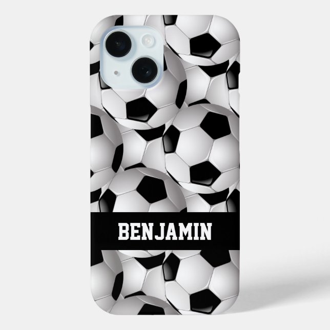 Personalised Soccer Ball Pattern Black White Case-Mate iPhone Case (Back)