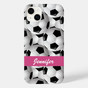 Personalised Soccer Ball Pattern Pink Case-Mate iPhone 14 Plus Case