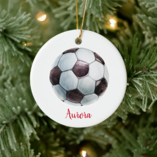 Personalised Soccer Ball Sports Player Girl Custom Ceramic Ornament